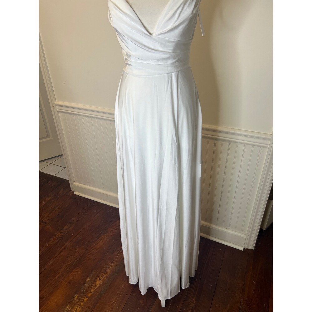 Lulus Choose Your‎ Love White Maxi Dress Wedding Gown V-Neck Slit White S NWT - Picture 8 of 13